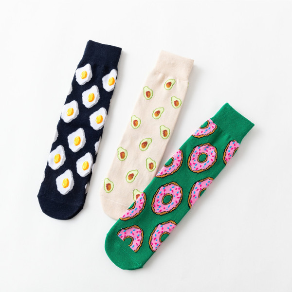 2021 Colorful Fruit Socks Food Socks Women Crew Socks Colorful Cookie Lemon Banana