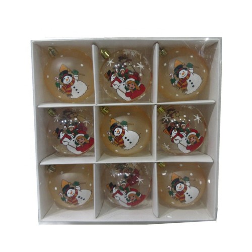Gold plastic Christmas ball ,9 packed in one white box