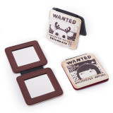 Custom Foldable Square Pu Leather Mirror Flag Patterns Pocket/makeup Mirror
