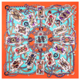 Rose red new playing card printed silk shawl ladies decorative 110cm big square scarf