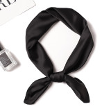 New silk hand feeling square scarf custom pure color fashion wild decoration small scarf stewardess professional silk scarf