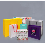 Custom Logo White Bag With Gold Side Shopping Clothing Packaging Paper Bag