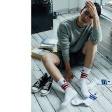 Wholesale High Quality Men Fashion Sport Star Striped Basketball Anti-foul Breathable Pure Cotton Crew Socks