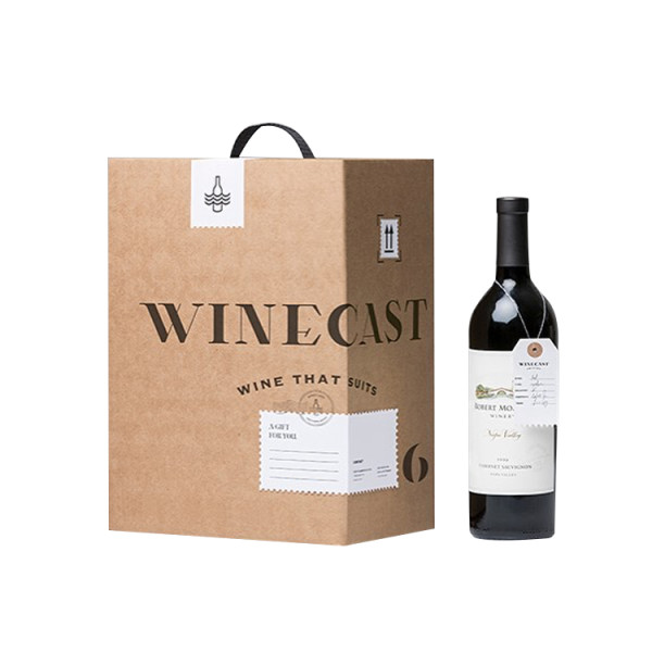 Custom Craft Paper Cardboard Carton Foldable Shipping Red Liquor Wine Gift Packaging Boxes With Handle