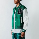 OEM custom patches chenille embroidery genuine leather virgin wool baseball letterman varsity jacket for men