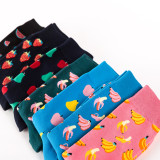 Banana strawberry watermelon Fruit series design cute cotton fashion funny woman  custom wholesale colorful  happy socks