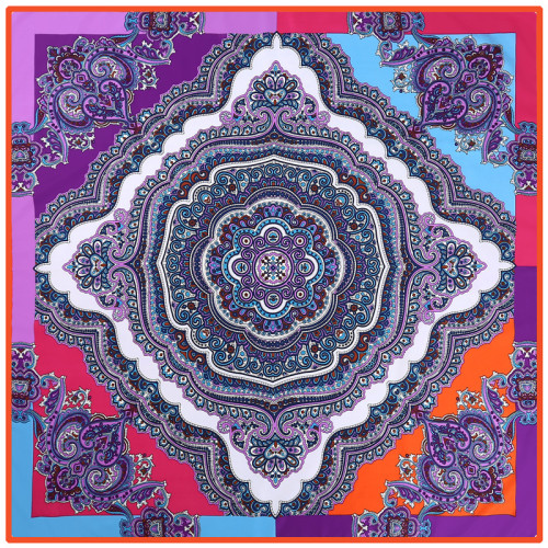Twill silk big scarves women shawl bohemia nation style printed pattern square scarf