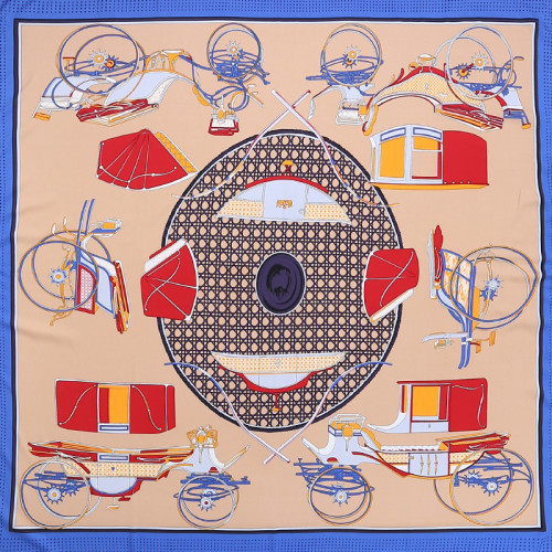 2021 Fall Winter New Silk Scarf Women America Carriage Pattern Twill Silk 130cm Shawl Scarf