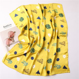Pastoral style fashion square scarf ladies professional flower leaf pattern silk scarf student scarf 70cm
