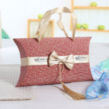 Custom wedding candy paper box gift packaging lace pillow paper box with handle
