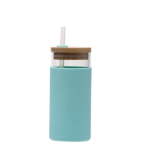 20oz Glass Tumbler Straw Silicone Protective Sleeve Bamboo Lid BPA Free