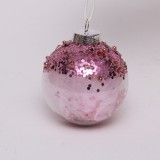 8cm PET painted ball with  feather beads and paillette for decoration