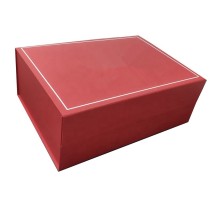 Custom Luxury Fancy Textured Paper Rigid Cardboard Clothing Packaging Foldable Red Magnetic Gift Boxes
