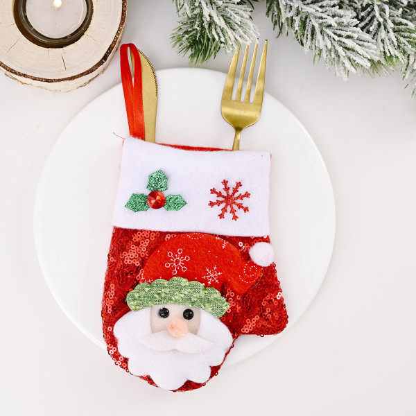 New Christmas Decorations Sequins Cartoon Old Man Snowman Flannel Sequin Socks