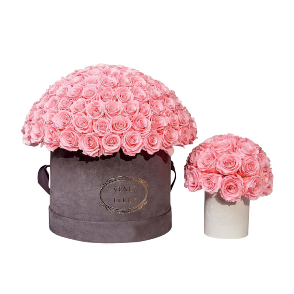 Wholesale Cardboard Cylinder Rose Gift Packaging Pink Paper Tube Lid Luxury Round Flower Box