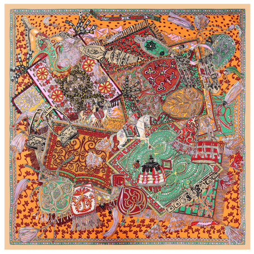 Fashion elegance ethnic style silk shawl totem yurt big vintage muslim square scarf
