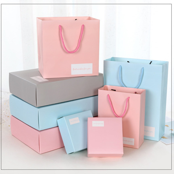 Custom Packaging Light Color Socks Gift Paper Box With Shopping Bag