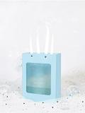 T Blue Transparent Window on the Front Shopping Paper Box with Strong Handle