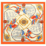 Hand painted sailboat travel women's twill silk shawl outdoor square satin scarf