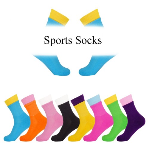 Custom Logo Women Sports Socks Crew Basketball Color Candy Socks Trend Contrast Color Tube Socks Breathable Sweat Absorption Low