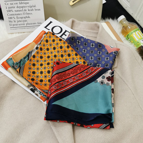Women Cashew Nuts Little Printed Scarves Mass Customization Satin Square Scarf Designer