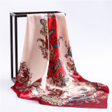 Custom Print Retro Ethnic Big Square Scarf Multiple Patterns Silk Scarf Shawl Scarf Headscarf