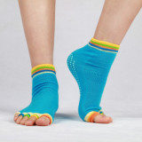 Custom Wholesale Rainbow Color Women Non Slip Socks Yoga Pilates Ankle Five Toe Socks