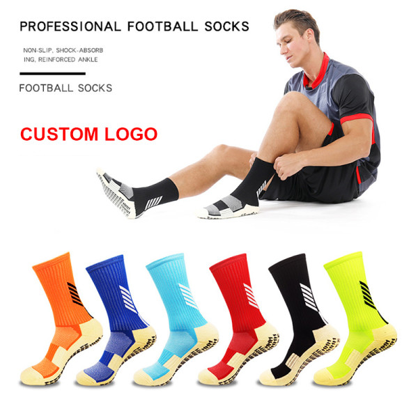High Quality Hot Sale Fashion Sport Men Running Anti Slip Tube Trampoline Socks ,Football Soccer Sports Grip Socks For Men