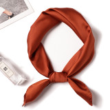 New silk hand feeling square scarf custom pure color fashion wild decoration small scarf stewardess professional silk scarf