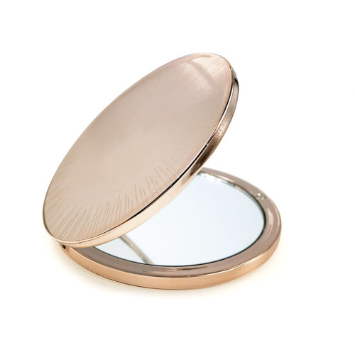 Round Pocket Mirror Frame Dual Sided Pu Leather Cover Abs Compact Mirror