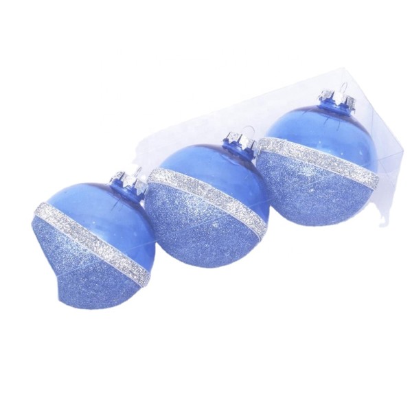 8cm transparent blue green painted PET ball ornaments