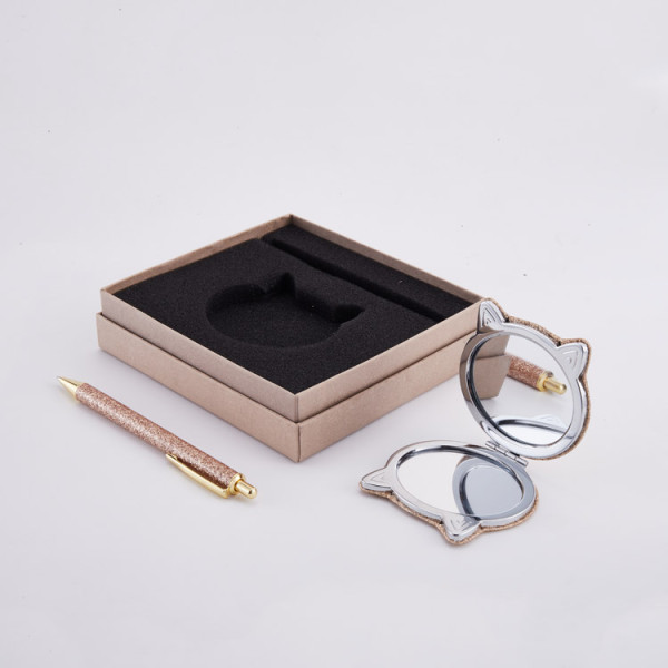 Promotion Advertising Gift Compact Pocket Mirror And Pen Gift Set