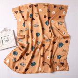 Pastoral style fashion square scarf ladies professional flower leaf pattern silk scarf student scarf 70cm