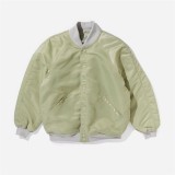 OEM custom nylon logo print embroidered bomber baseball fashion quilted  varsity jacket for men