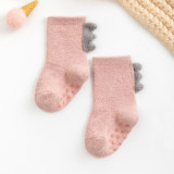 Autumn and Winter Baby Cotton Socks 0-3 Years Anti Slip Socks Kids Non-Slip Floor Socks Coral Velvet Thickened Dinosaur