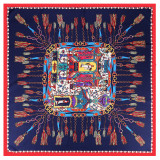 New printed fashion small shawl twill silk chain fringe printed ladies big pleated square scarf