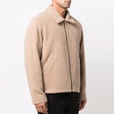 OEM custom logo winter wool varsity fashion bomber windbreaker outdoor zip-up shirt jacket for men