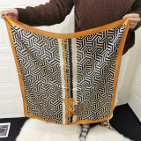 Custom spring women geometric printed small mass customization silk satin square scarf