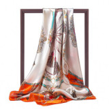 Japanese Korean Version New 70cm Silk Scarf Female Letter T Printed Small Scarf Neck Decoration Luxury Silk Scarf