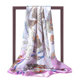Japanese Korean Version New 70cm Silk Scarf Female Letter T Printed Small Scarf Neck Decoration Luxury Silk Scarf