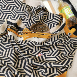 Custom spring women geometric printed small mass customization silk satin square scarf