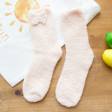 Coral hair bow autumn female home thermal sleep socks thickened loop wholesale bowknot  floor socks