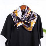 Digital Printing Horse Pattern Factory 100% Twill Silk Scarf 90x90cm With Best Quality