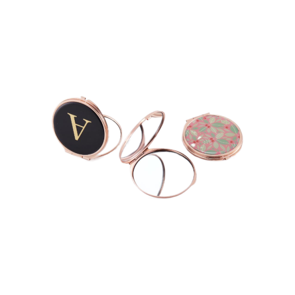 Portable Mini Magnifying Plastic Metal And Glass Compact Makeup Mirror