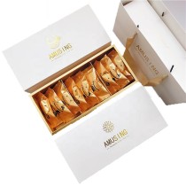 Luxury 3 Grids Moon Cake Packaging Dessert Paper Box Match Bag With Handle Custom Embossed Logo