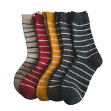Custom High Quality Christmas Women Striped Thick Wool Floor Socks