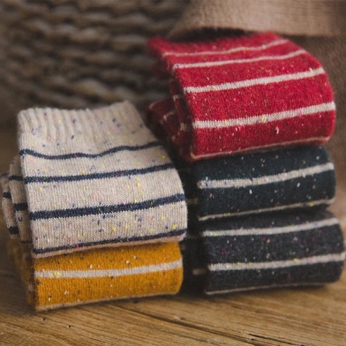 Custom High Quality Christmas Women Striped Thick Wool Floor Socks