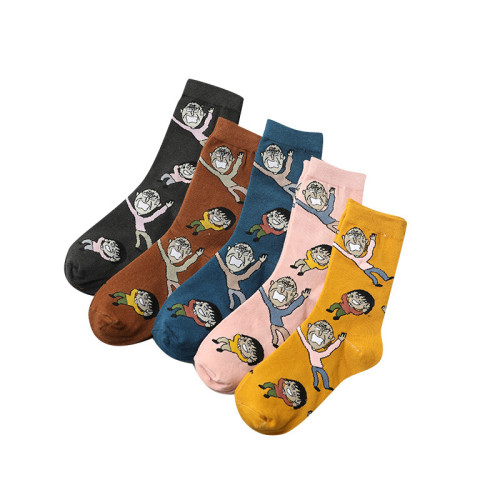 Hot Custom Wholesale  Cartoon Design  Cute Cotton  Funny Girls Woman  Happy Socks