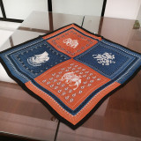 Women's small retro printed elephant cashew color matching decoration bag satin silk square scarf