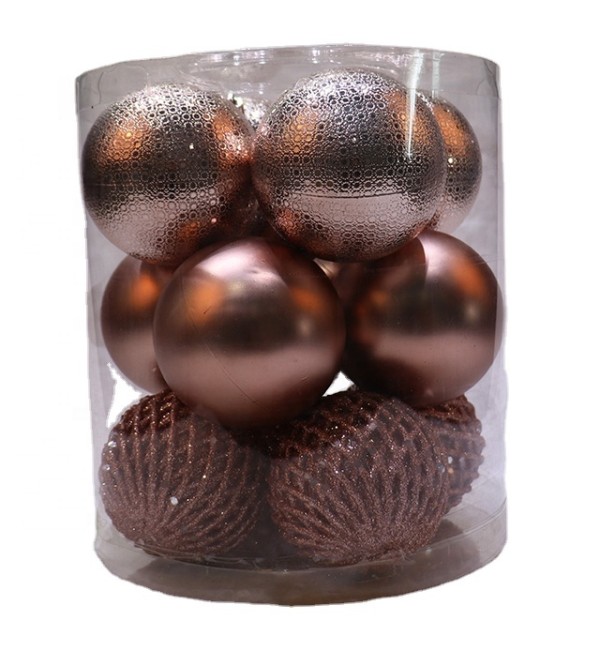 8cm roseo gold hand painted plastic christmas ball